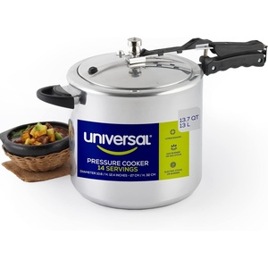 image:imageUniversal 105 Quart  10 Liter Pressure Cooker 11 Servings Aluminum Pressure Cooker With Multiple Safety Systems and Heat Resistant Handles For Stews Soup Meat and Beans137 Qt  13 L