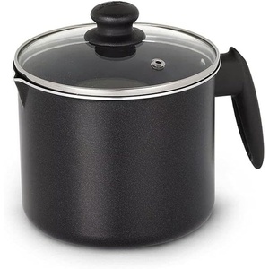 image:imageUniversal 51 Oz  16 Quart Nonstick Milk Pitcher with Glass Lid Aluminum Frothing Jug