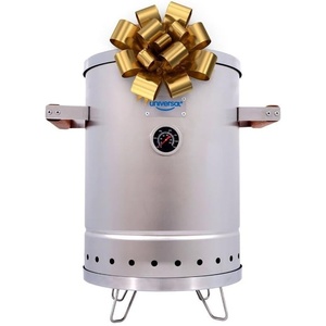 image:imageUniversal Portable Charcoal Smoker 6 lb Capacity Stainless Steel Barrel Smoker Grill Combo Vertical BBQ Smoker with Thermometer amp Airflow Control for Camping Backyard Tailgating